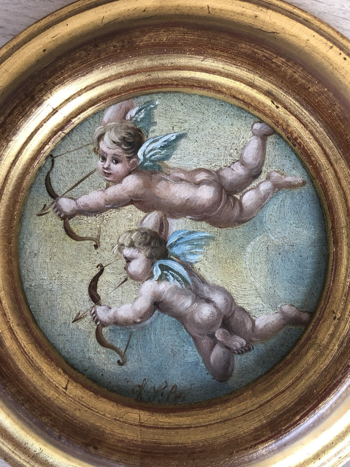 Coppia Di Quadri Vintage, Puttini, Dipinti A Olio