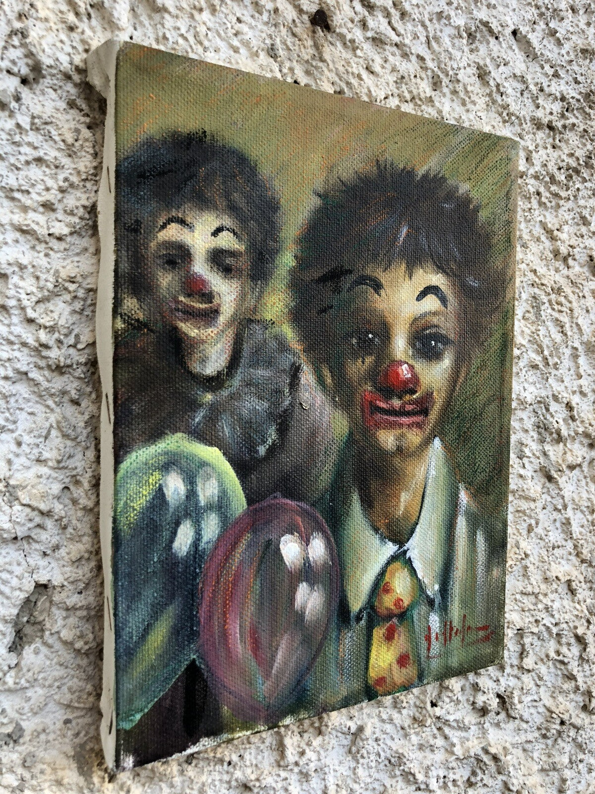Quadro vintage -Pagliacci- dipinto a olio su tela