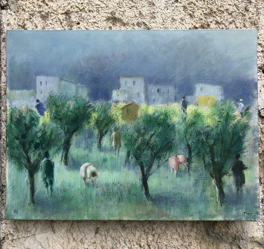 Quadro vintage -Paesaggio- dipinto a olio su tela