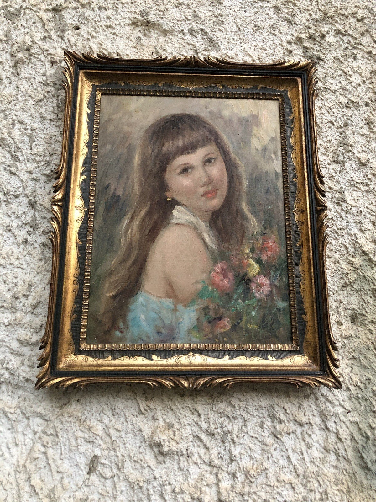 Quadro vintage -Fanciulla- dipinto a olio su tavoletta
