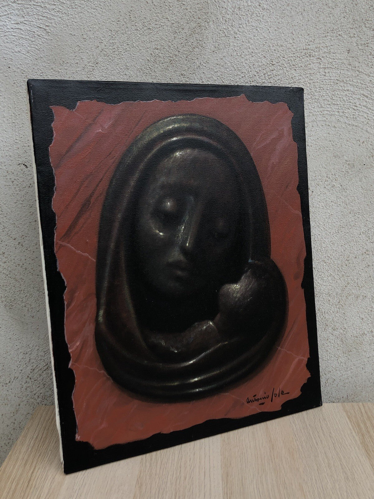 Quadro vintage -Madonna Nera- dipinto a olio su tela