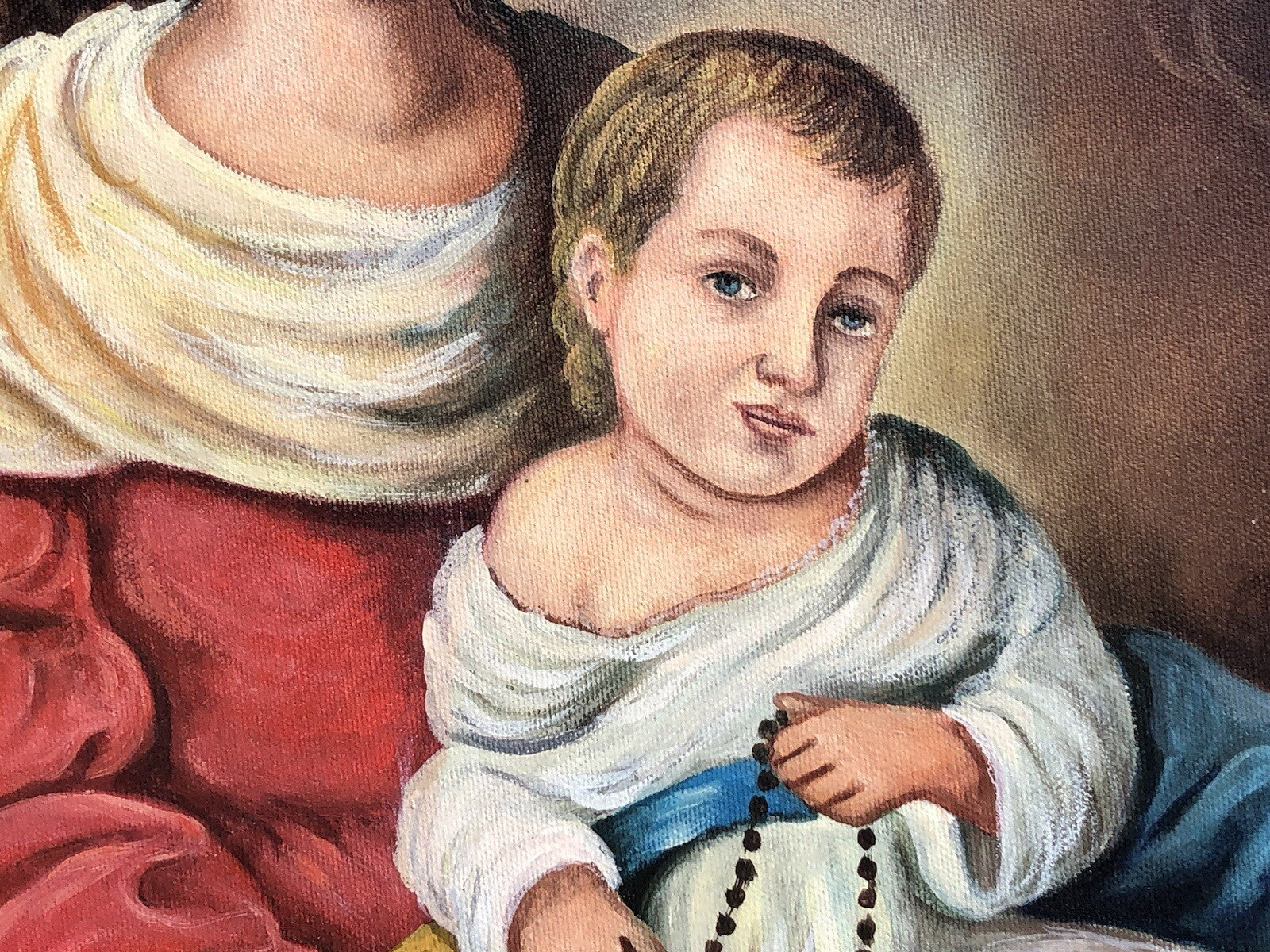 Quadro vintage -Madonna Del Rosario- dipinto a olio