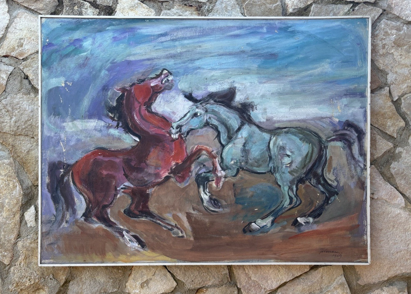 Quadro -Cavalli- Ferruccio Torraca- dipinto a olio su tela