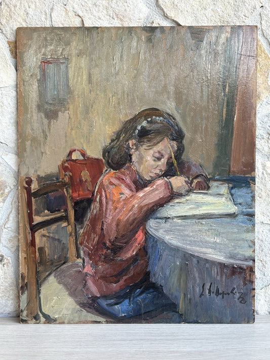 Quadro -Giovane Studente- Edmondo Di Napoli dipinto a olio