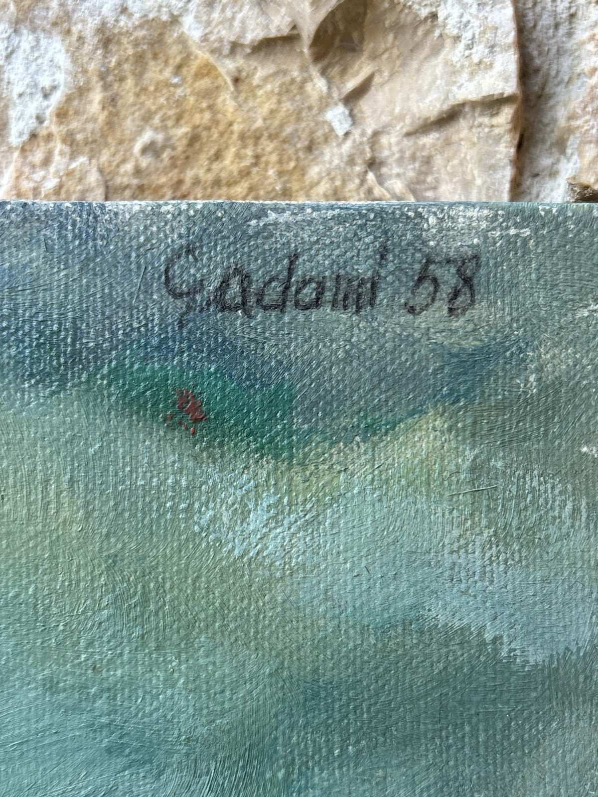 Quadro -Scogliera Con Marina- dipinto a olio su tela