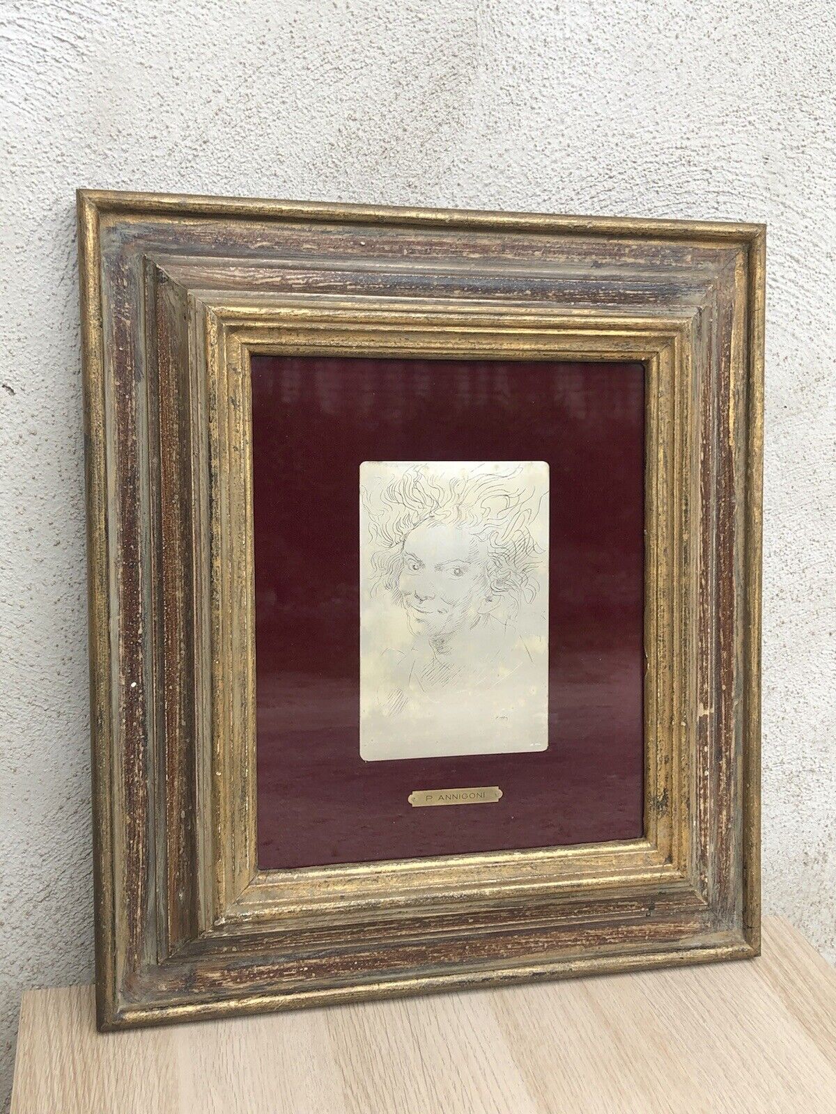 Quadro Vintage, Incisione Serigrafia Su Lastra In Argento 925 Pietro Annigoni