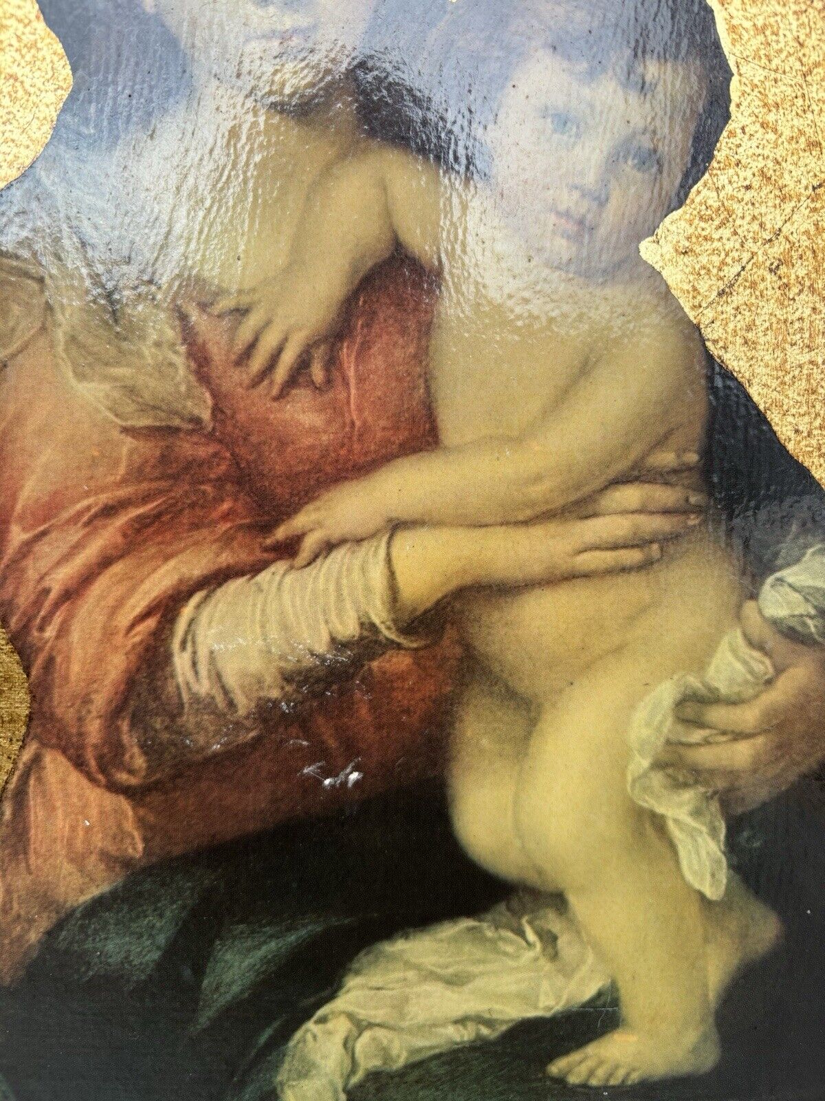 Icona Religiosa Vintage In Legno, Con Stampa