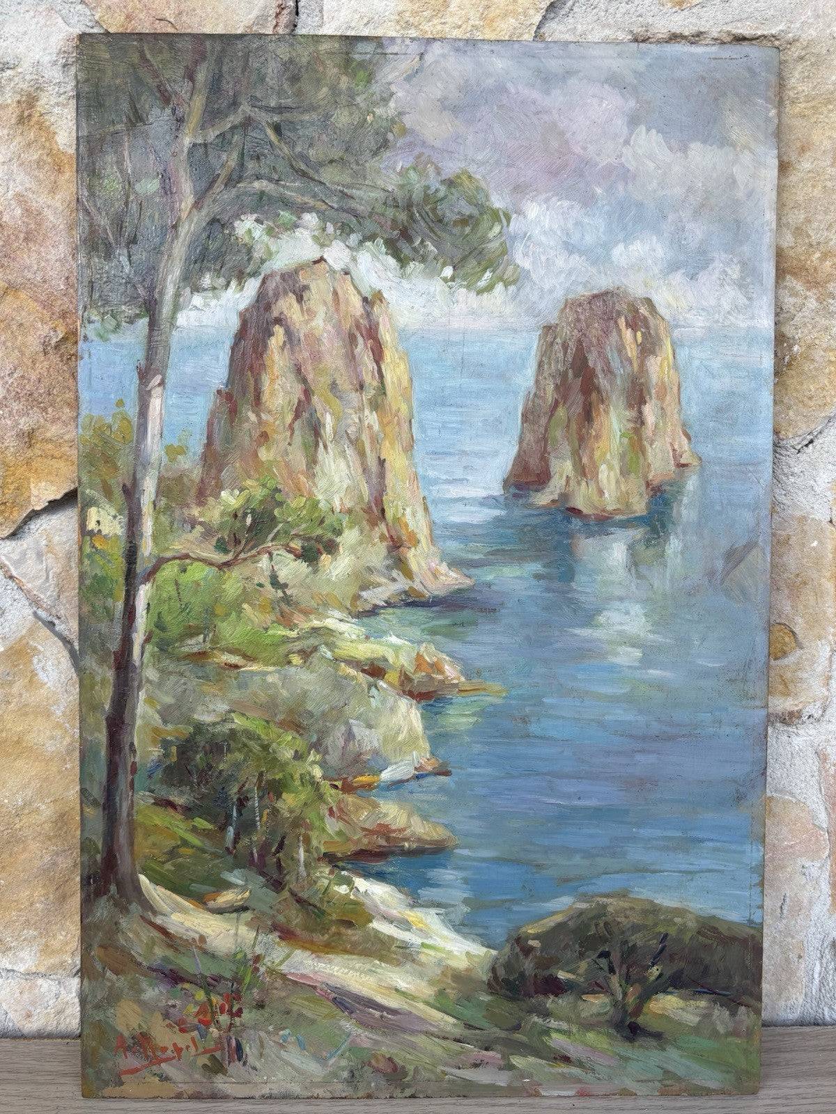 Quadro -Capri- dipinto a olio su tavoletta
