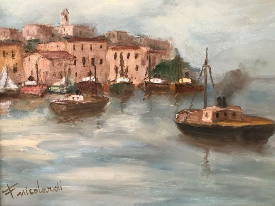 Quadro -Marina-Francesco nicolardi 1910-1970 dipinto a olio su masonite
