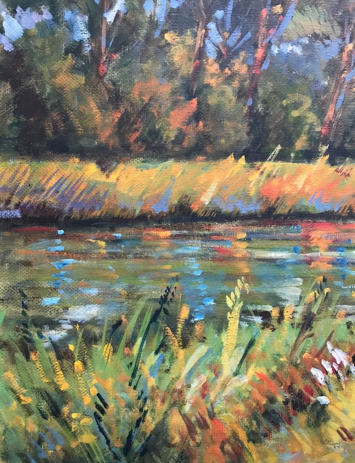 Quadro vintage -Sponde Del Fiume Volturno- dipinto a olio su tela