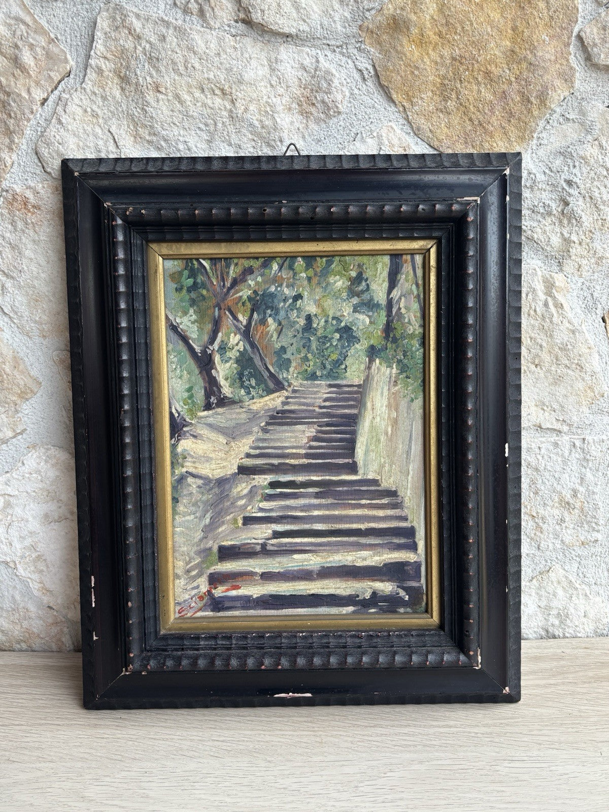Quadro antico -Monte Parioli ( Roma )- dipinto a olio su tavoletta