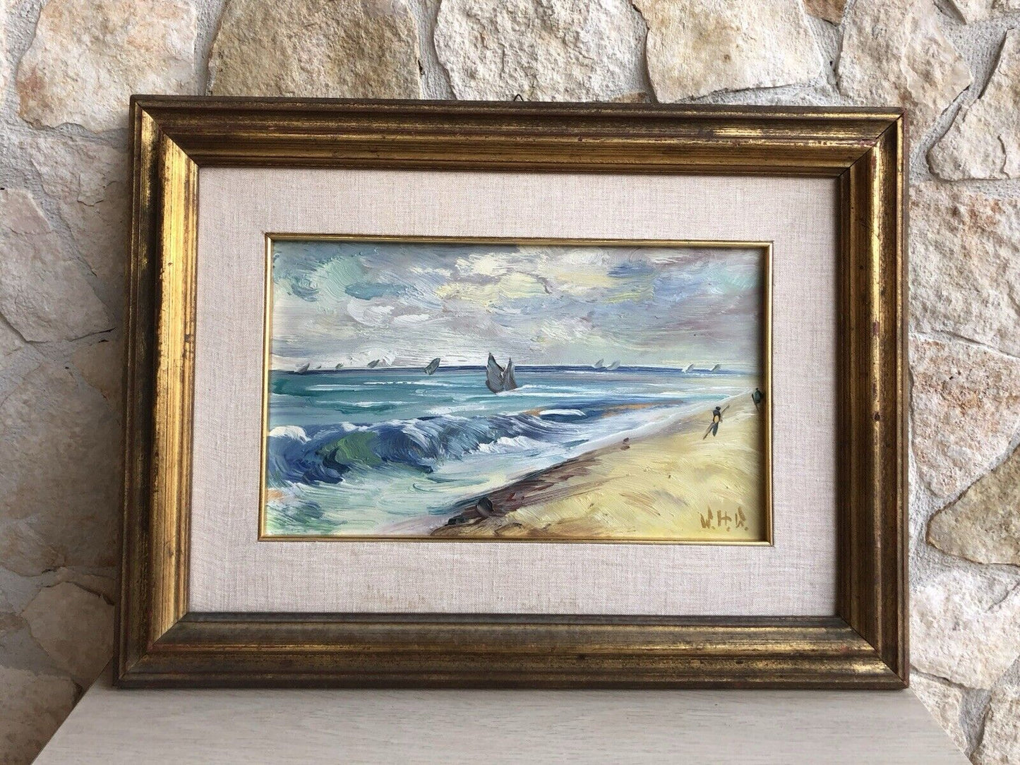 Quadro -Marina- dipinto a olio su tavola