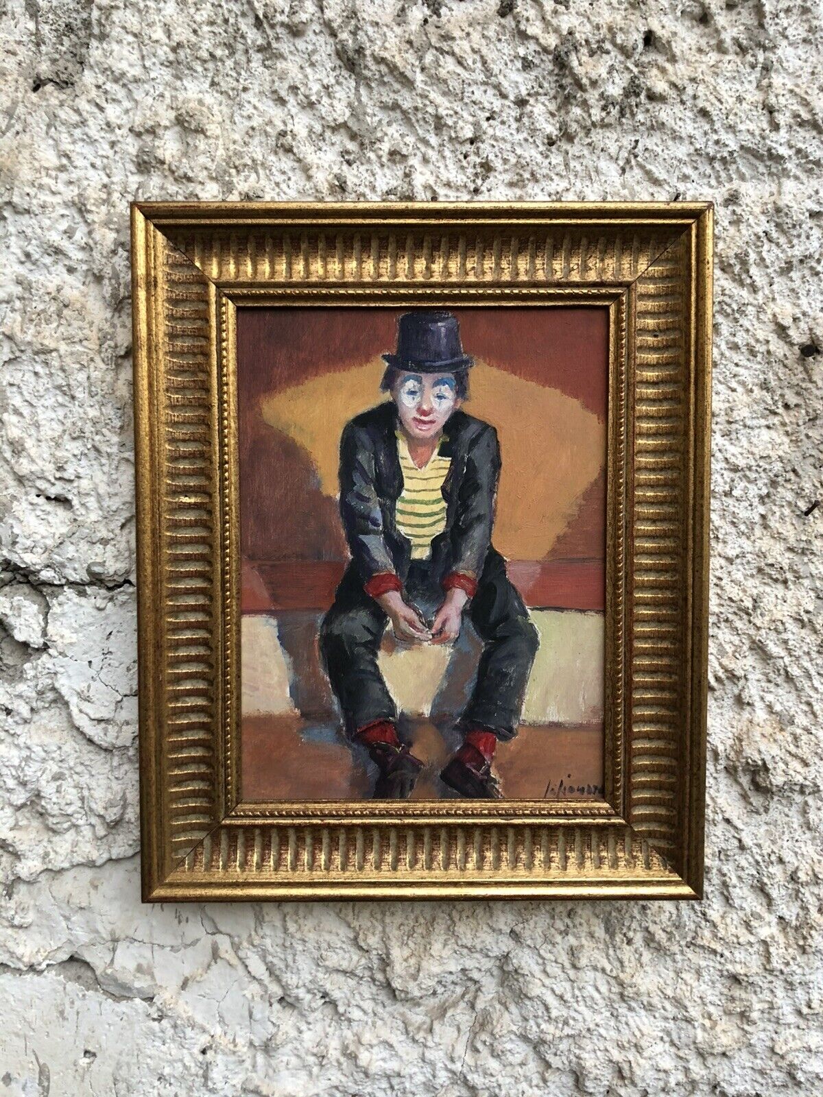 Quadro -Clown- dipinto a olio su tavoletta