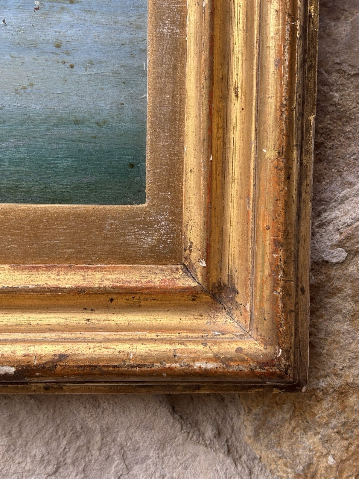 Quadro antico - Paesaggio Con Marina- dipinto a olio su tavola