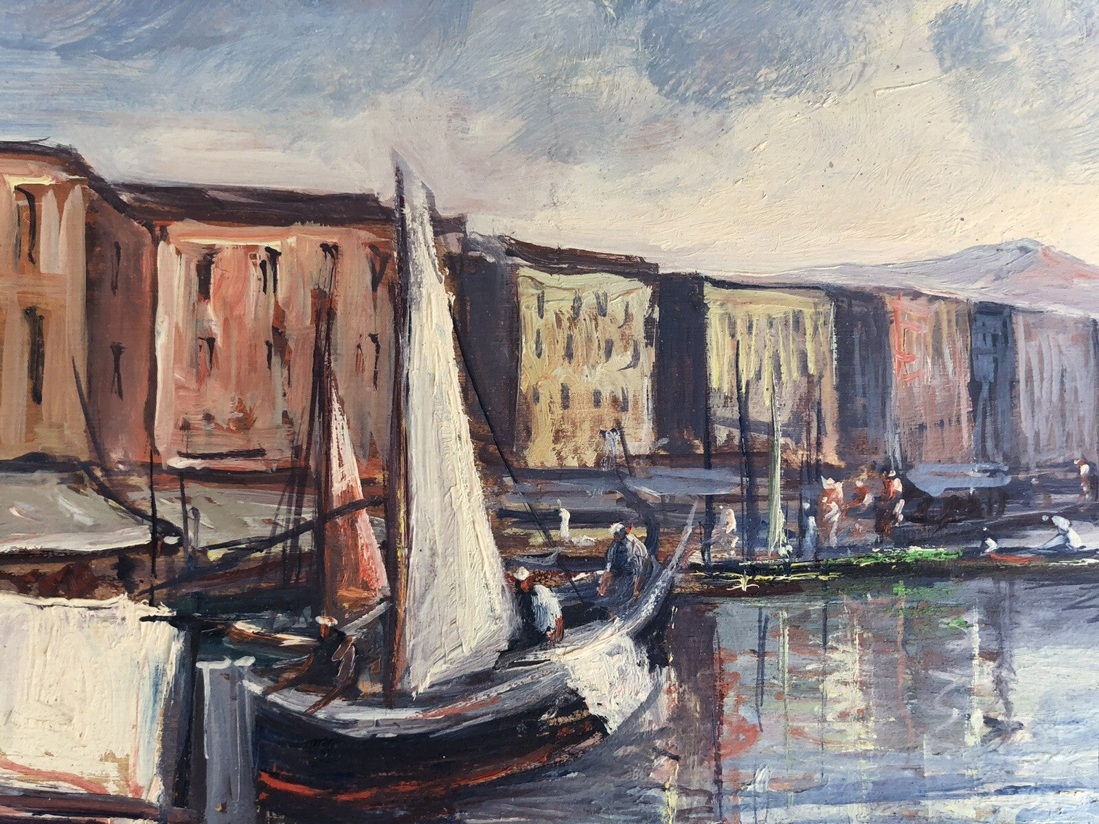 Quadro vintage -Marina- dipinto a olio su tavoletta