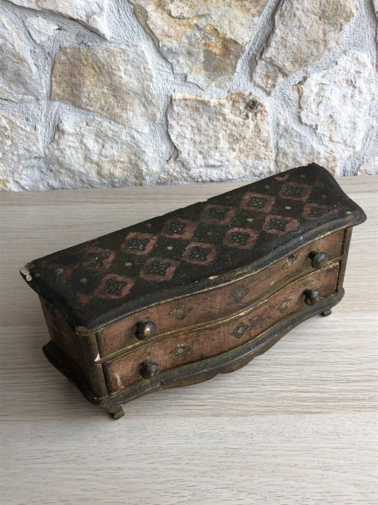 Scatola Portagioie Vintage In Legno Stile Fiorentino