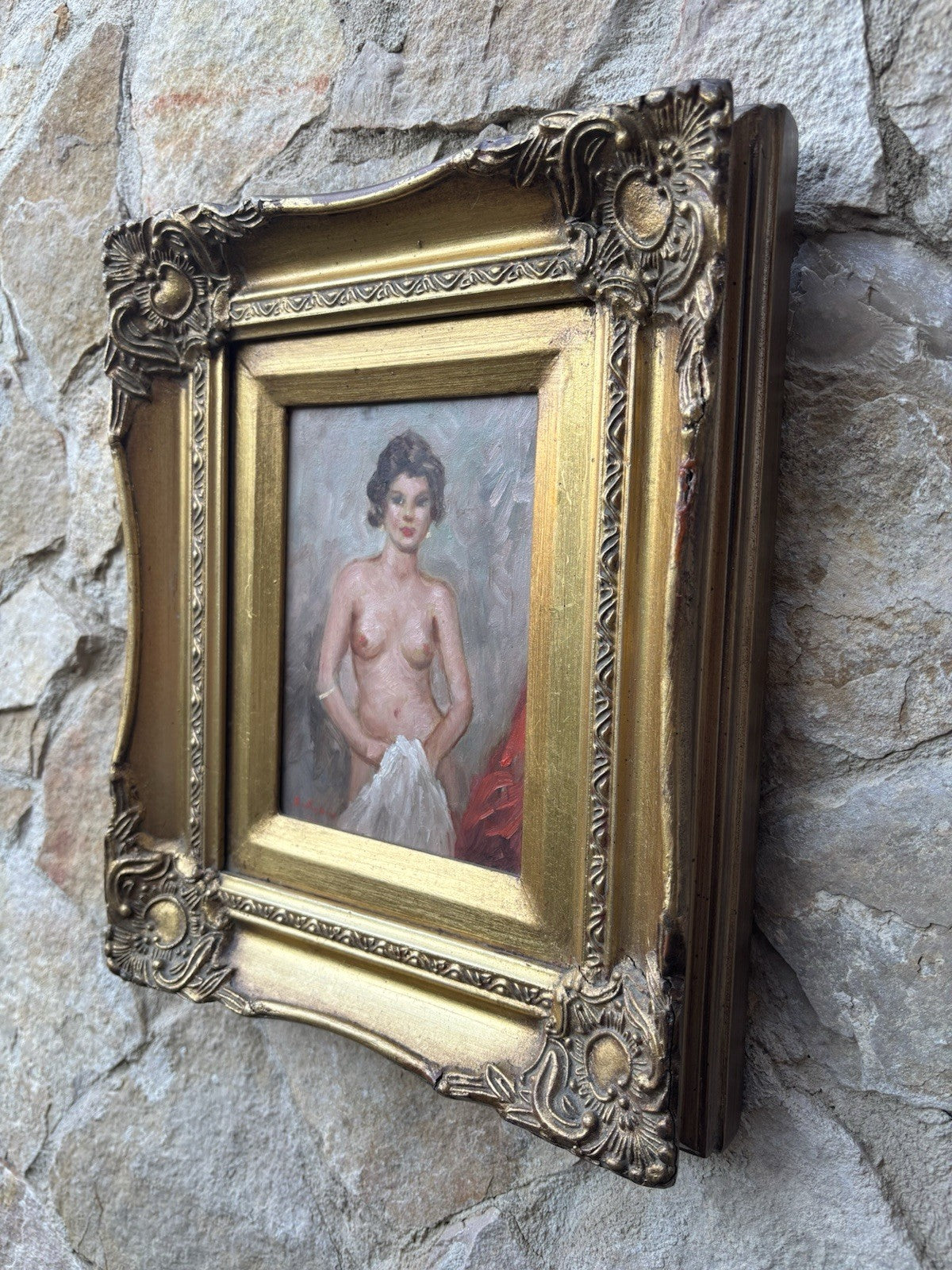 Quadro -Mezzo Nudo- dipinto a olio su tavoletta