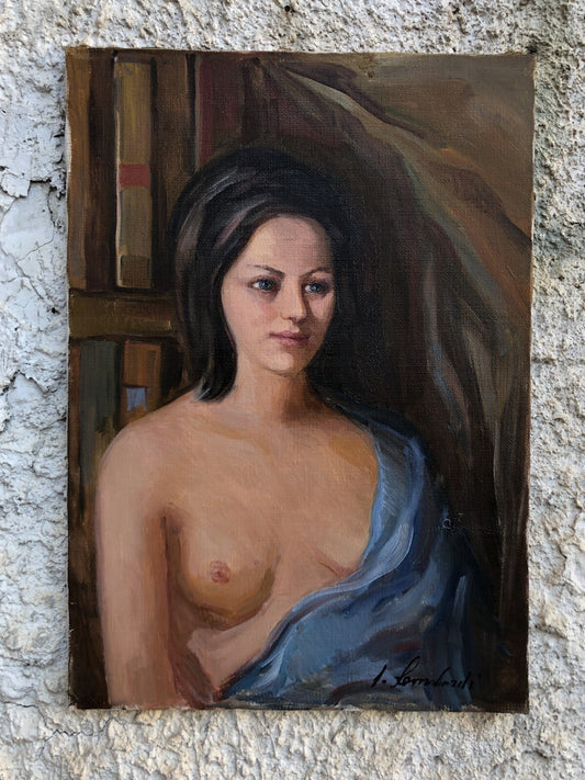 Quadro vintage -Nudo Donna- dipinto a olio su tela