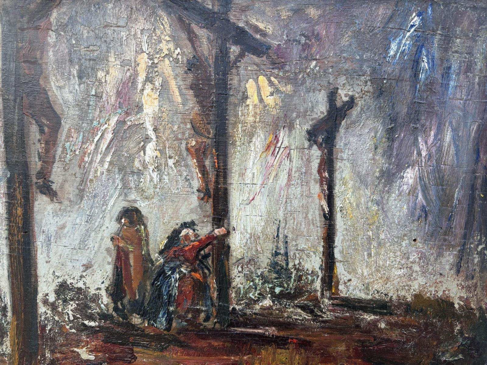 Quadro -Golgota- Guido Casciaro dipinto a olio su tavola