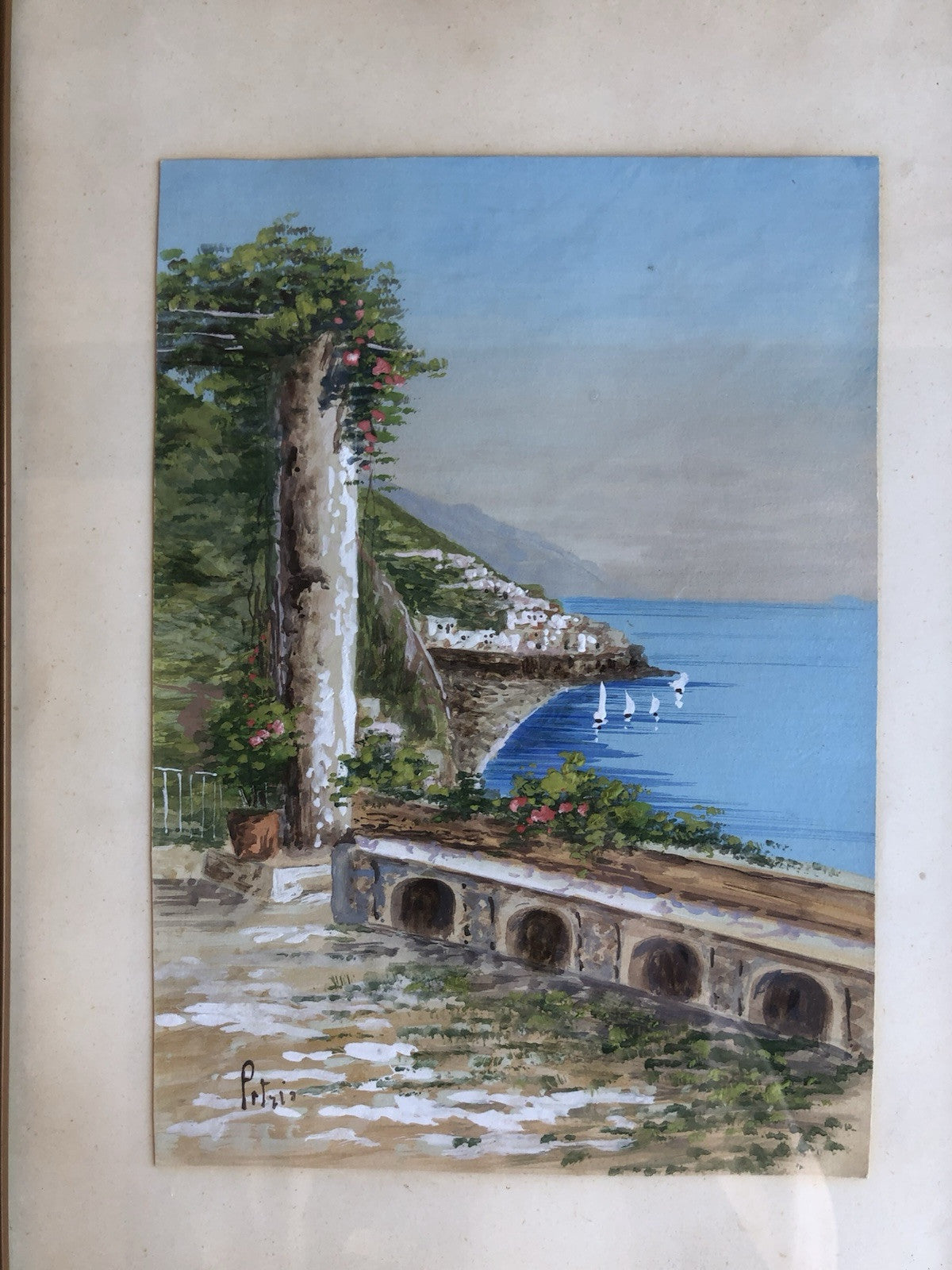 Quadro -Veduta Panoramica- dipinto ad acquerello su carta