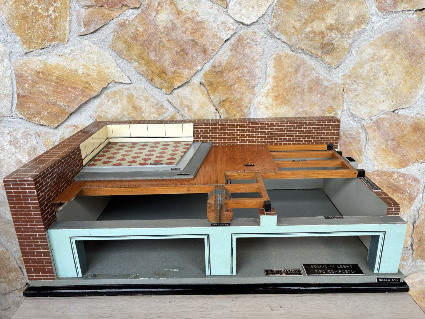 Modello Architettonico Vintage In Legno- V.Toffoli E Figli