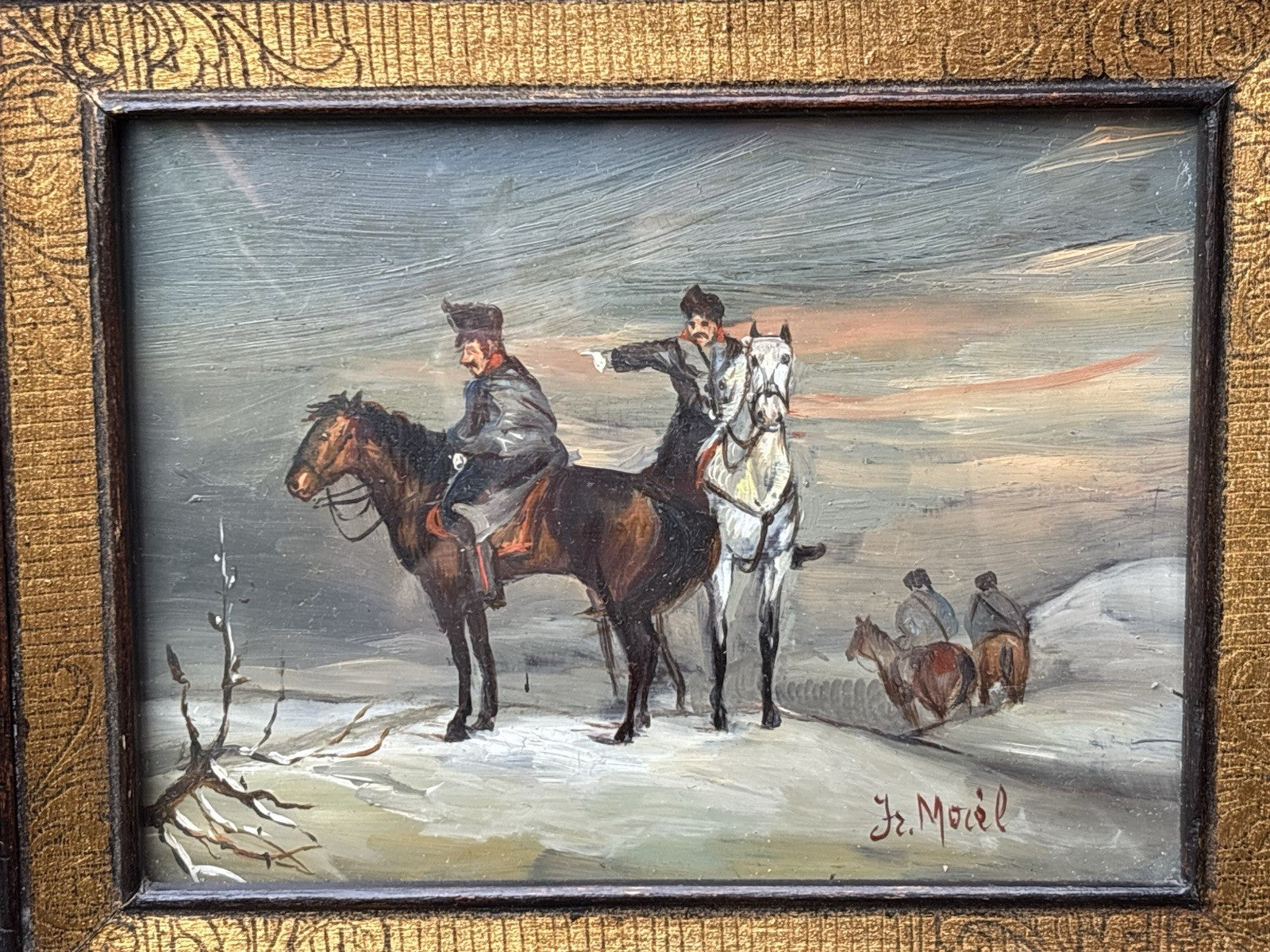 Coppia Di Quadri Vintage, Miniature Dipinte A Olio Su Rame