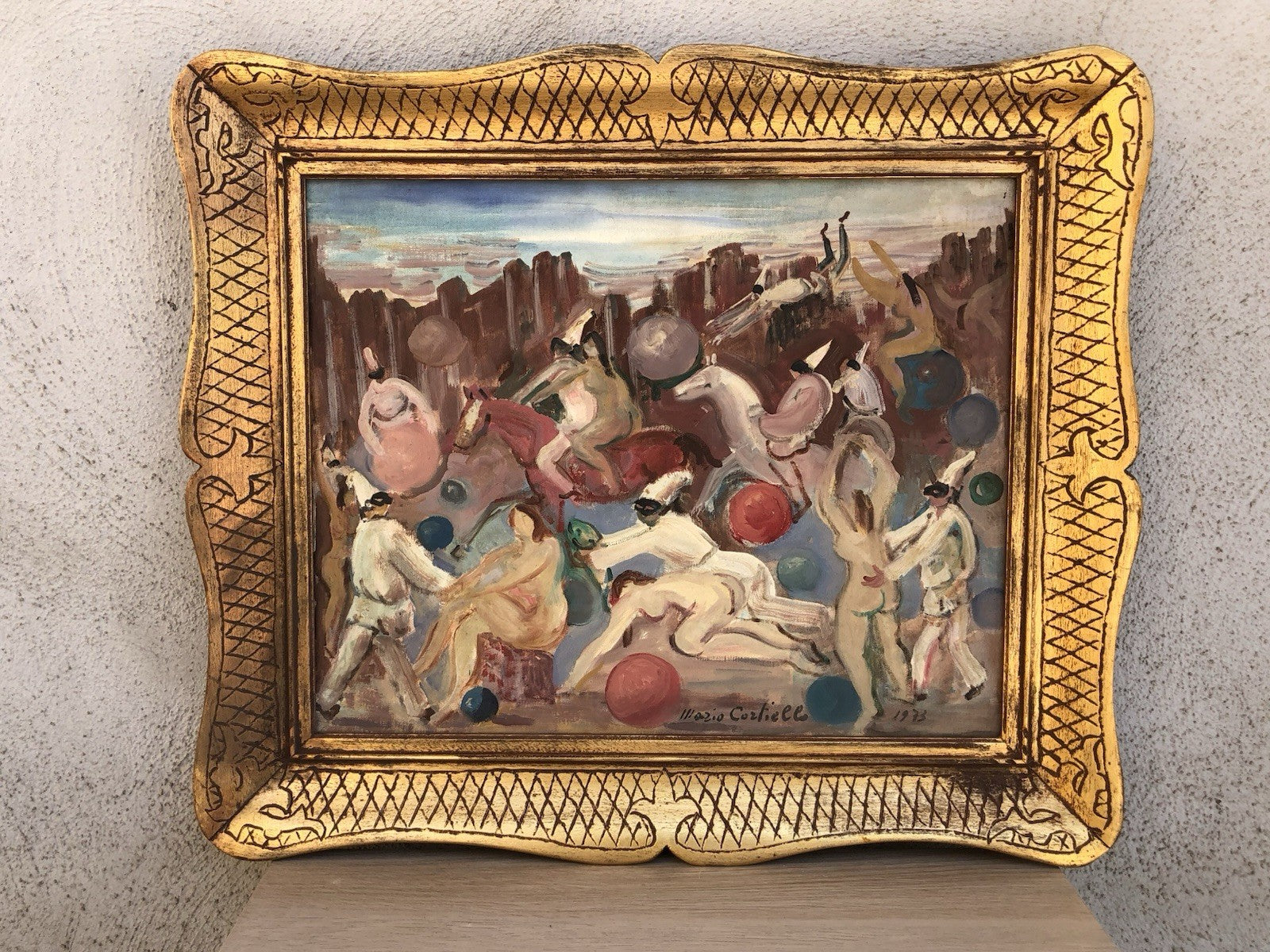 Quadro -Pulcinella- Mario Cortiello dipinto a olio su tela