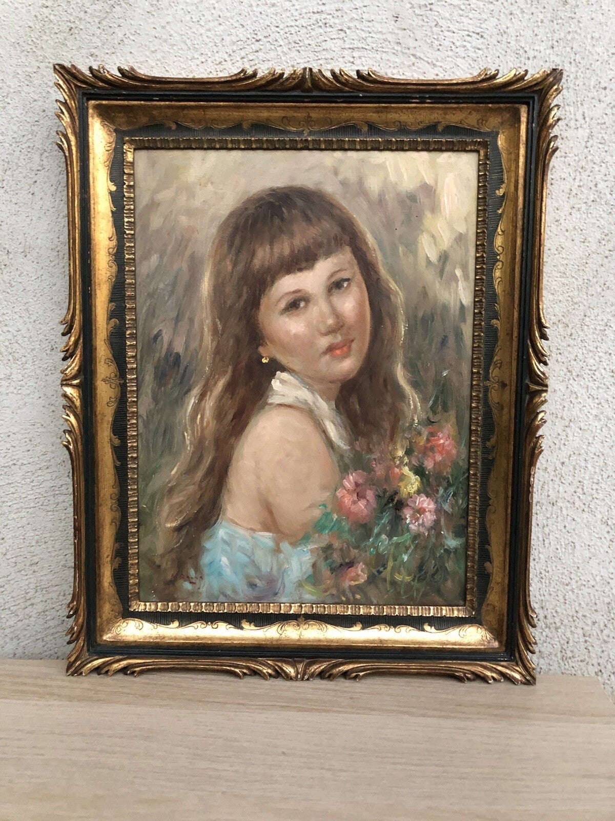 Quadro vintage -Fanciulla- dipinto a olio su tavoletta