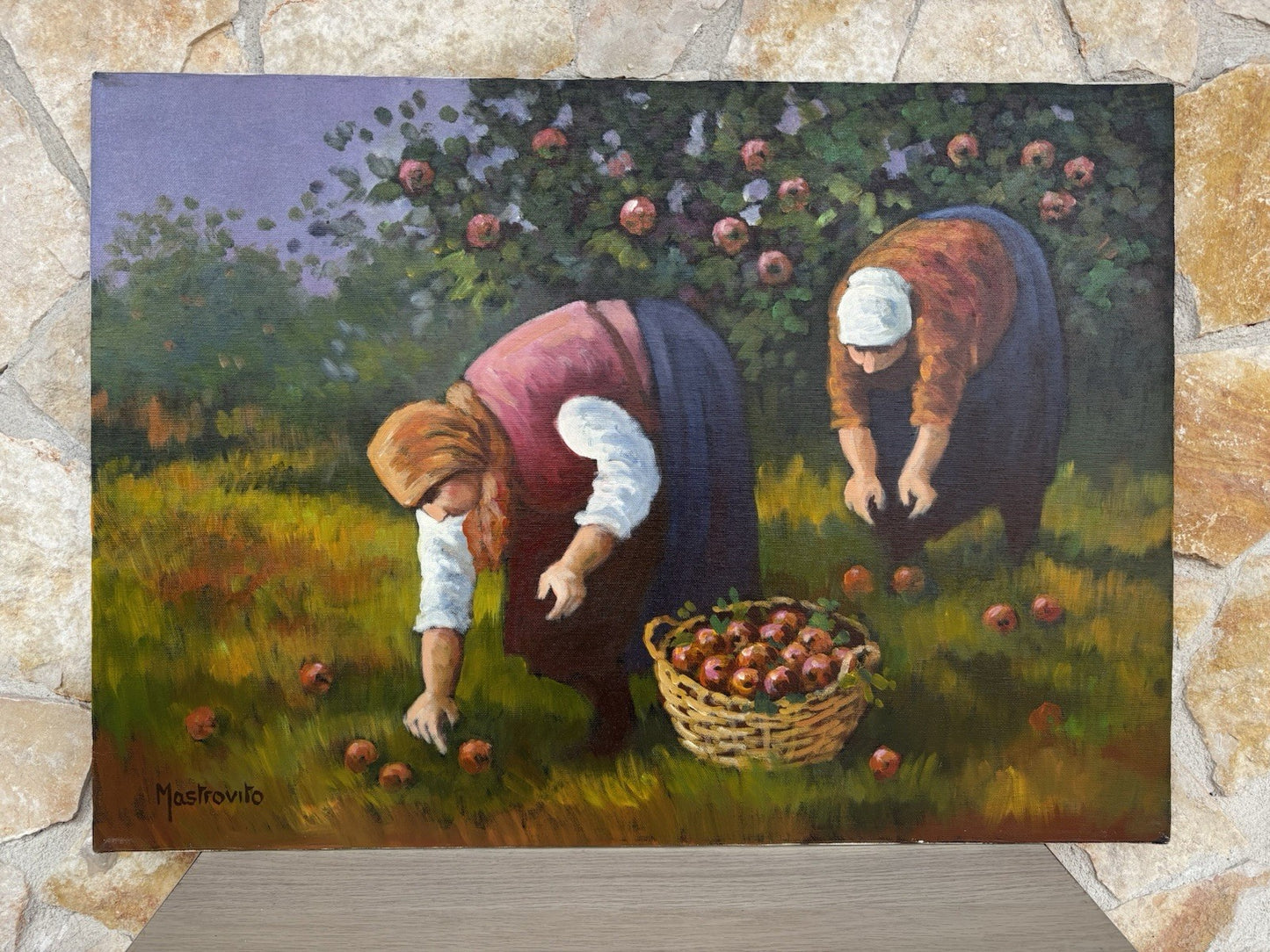 Quadro -La Raccolta- Adolfo Mastrovito dipinto a olio su tela
