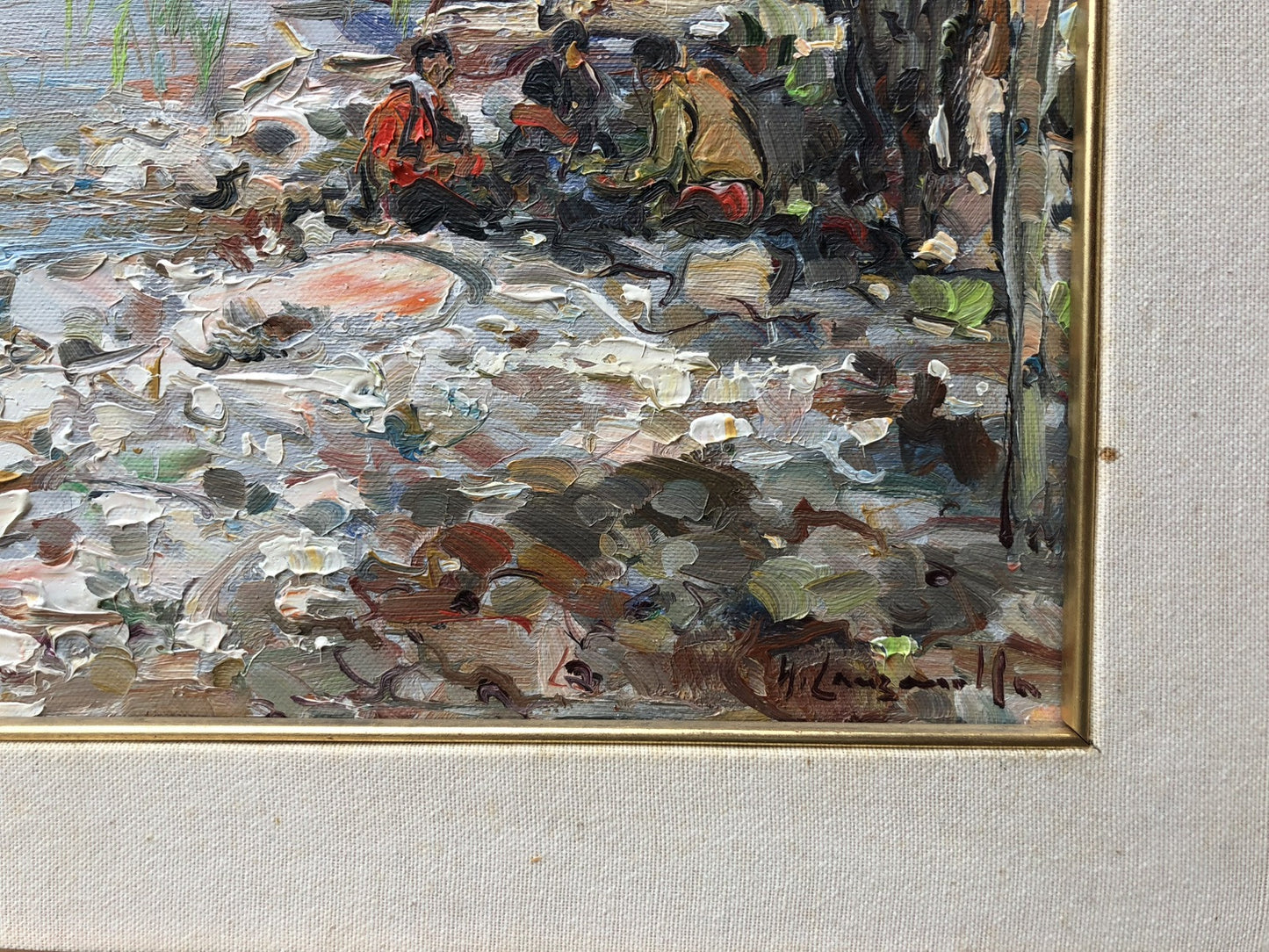 Quadro -Paesaggio Con Ruscello- dipinto a olio su tela
