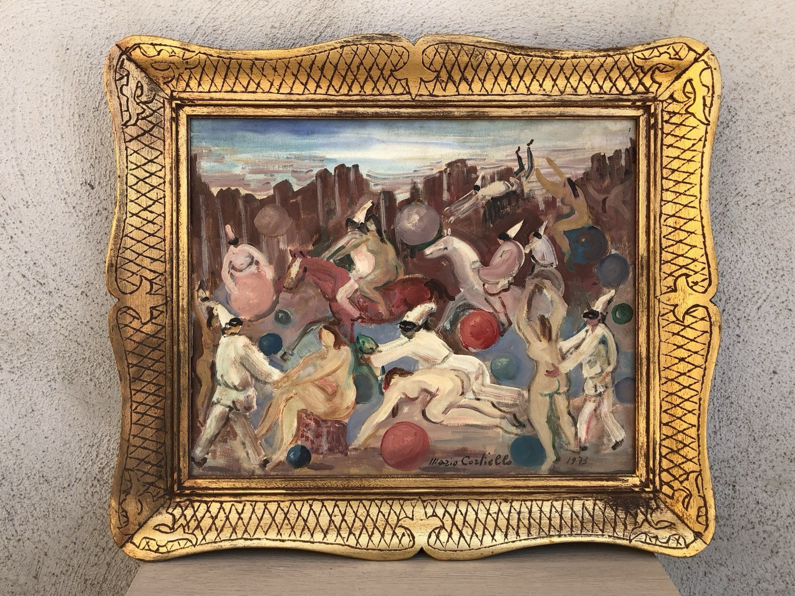 Quadro -Pulcinella- Mario Cortiello dipinto a olio su tela