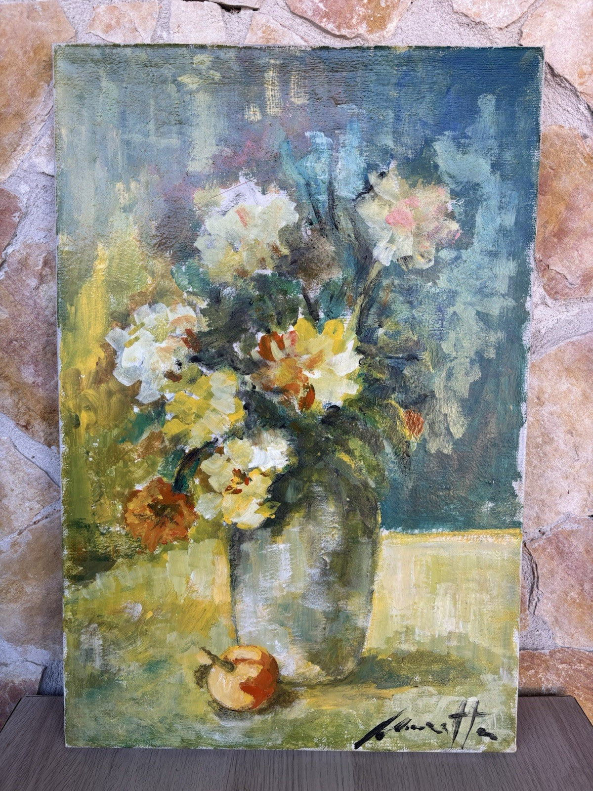 Quadro -Vaso Con Fiori- dipinto a olio su tela