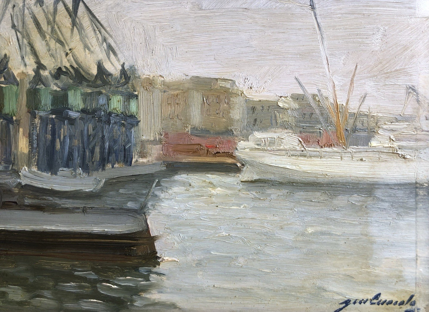 Quadro -Porto Con Barche- Gennaro Cuocolo dipinto a olio