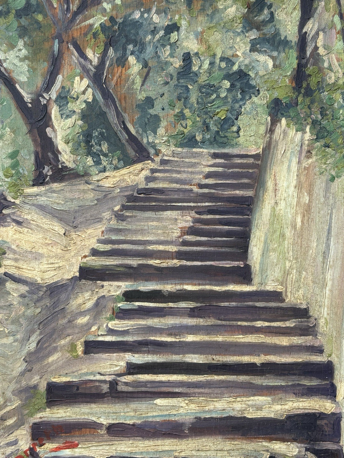 Quadro antico -Monte Parioli ( Roma )- dipinto a olio su tavoletta