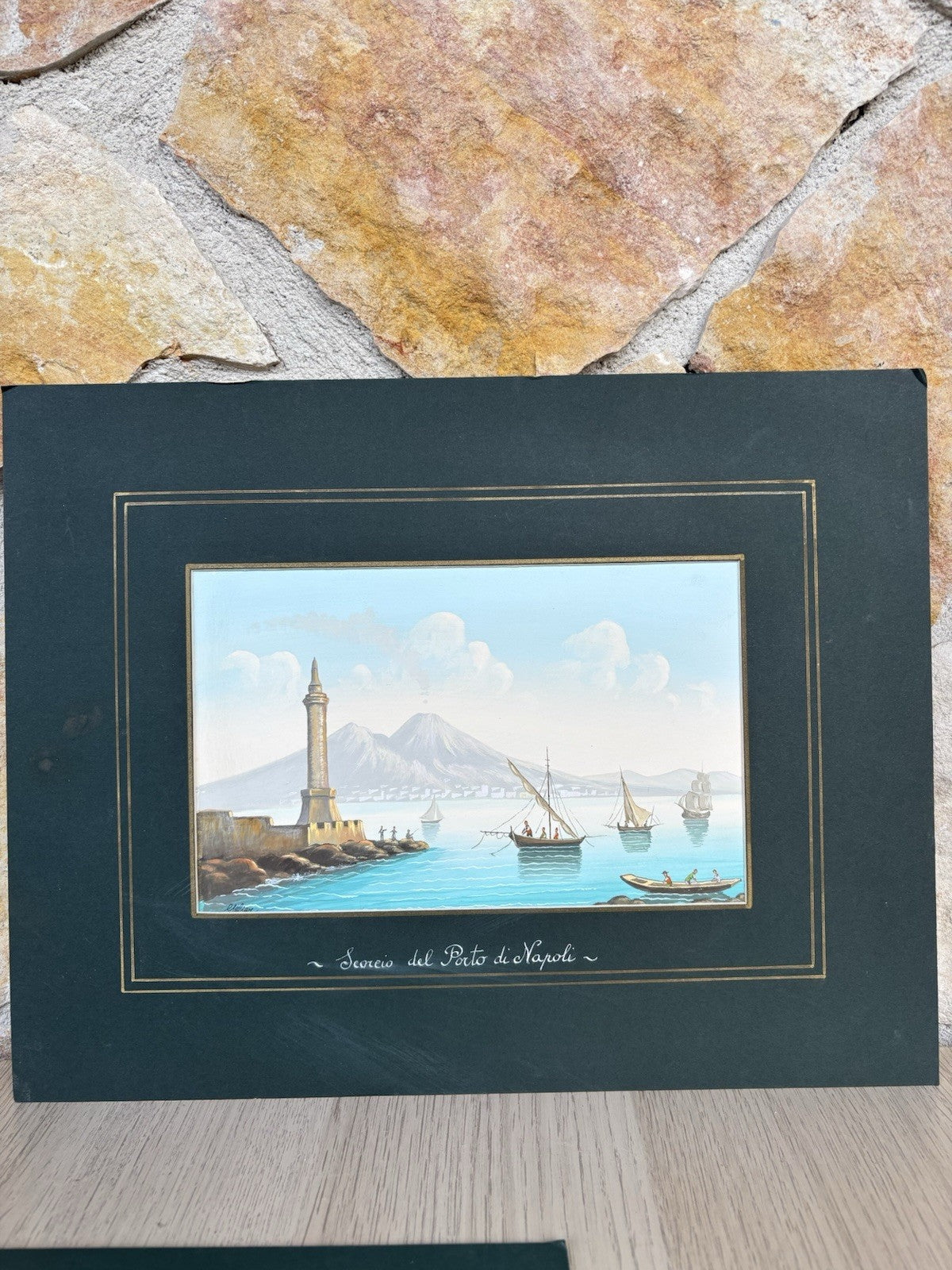 Gouache Vintage Dipinti Su Carta -Vedute Di Napoli-