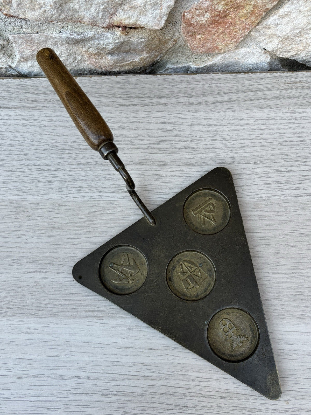 Cazzuola Massonica Vintage In Ottone E Legno