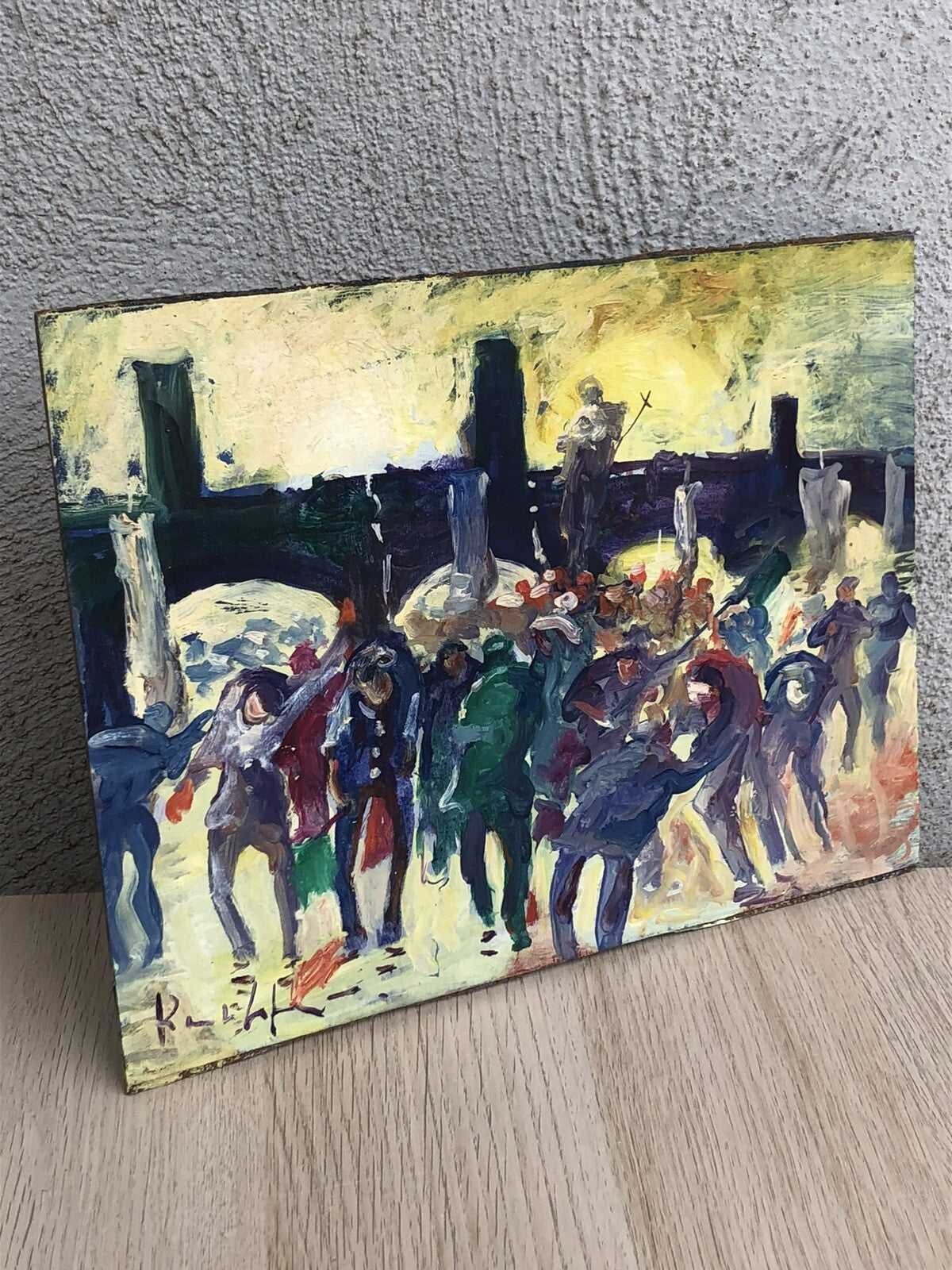 Quadro vintage -Figure- dipinto a olio su tavoletta