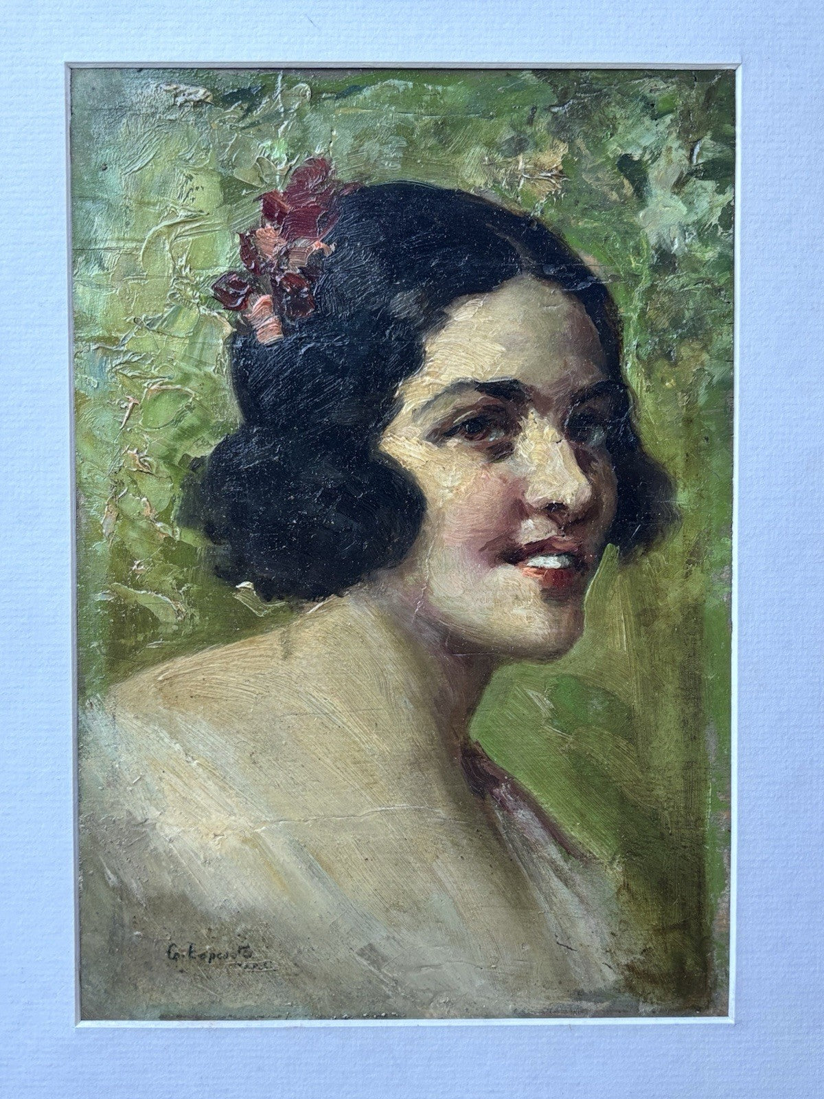 Quadro -Figura Di Donna- dipinto a olio su tavoletta
