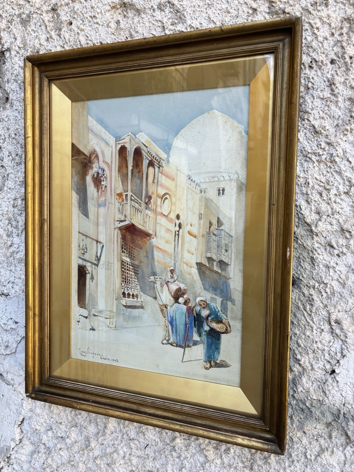 Quadro antico -Il Cairo- Henry Simpson realizzato ad acquerello su carta