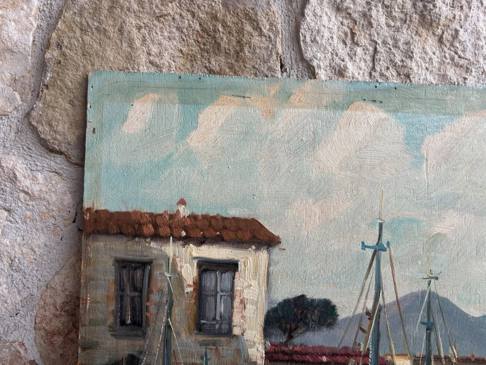 Quadro -Marina Con Barche- Paolo Malerba dipinto a olio