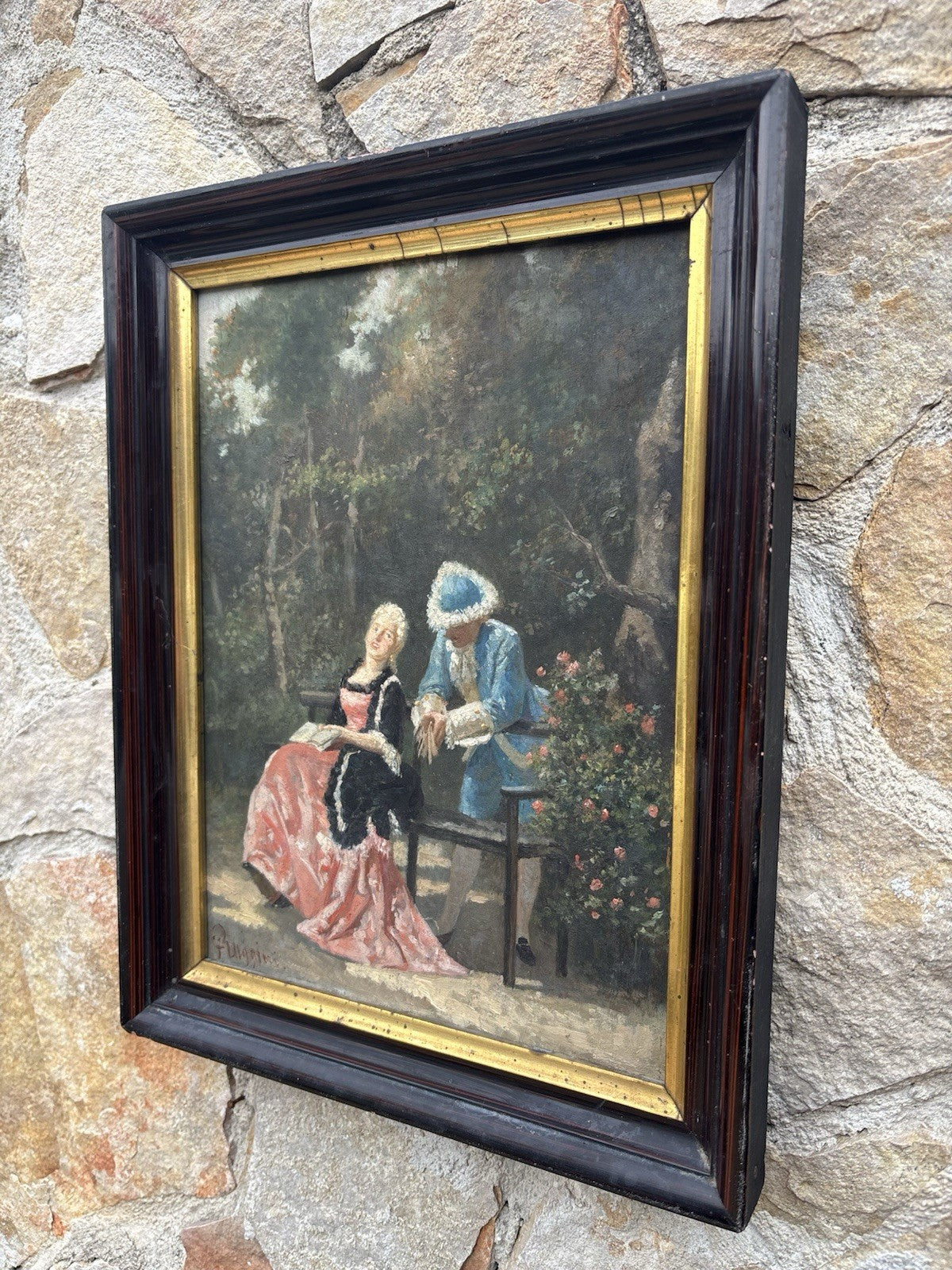 Quadro antico -Figure Di Nobili- Ferdinando Ruggieri- dipinto a olio su tavola