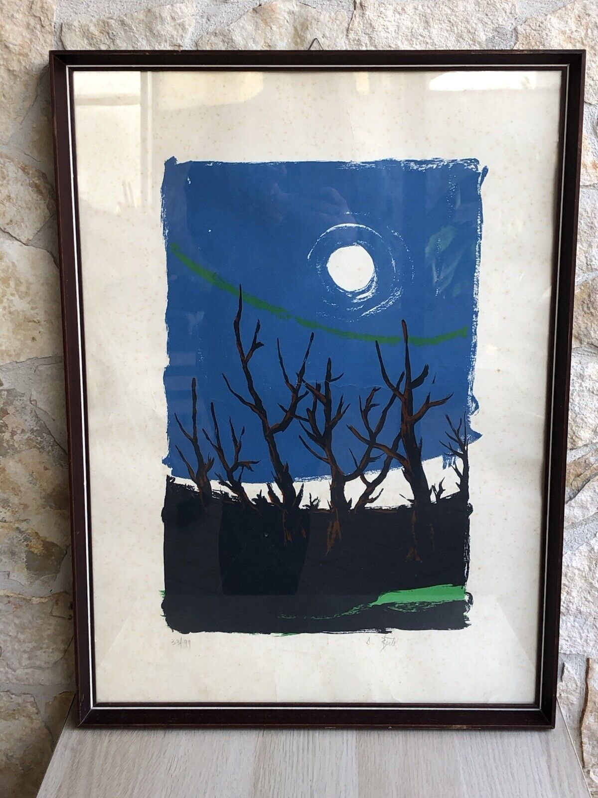 Quadro vintage -Paesaggio- Serigrafia Antonio Bertè