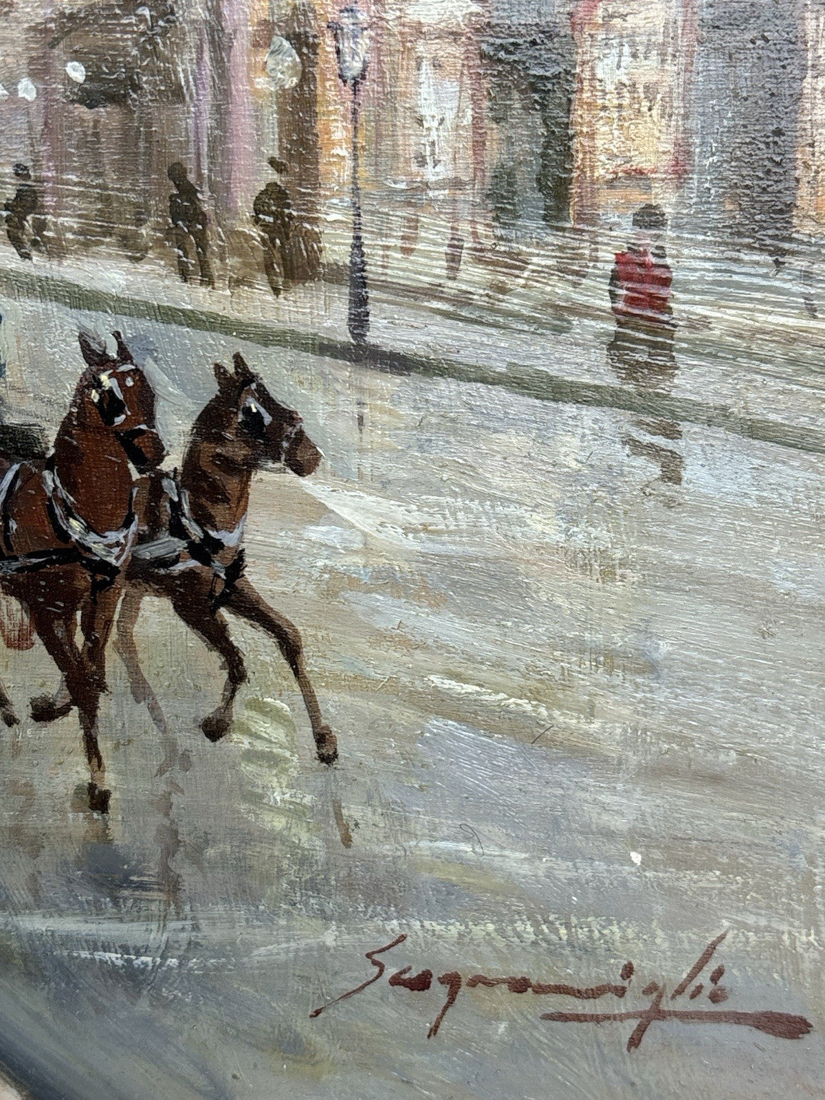 Quadro -Strada Di Città- Giuseppe Scognamiglio- dipinto a olio