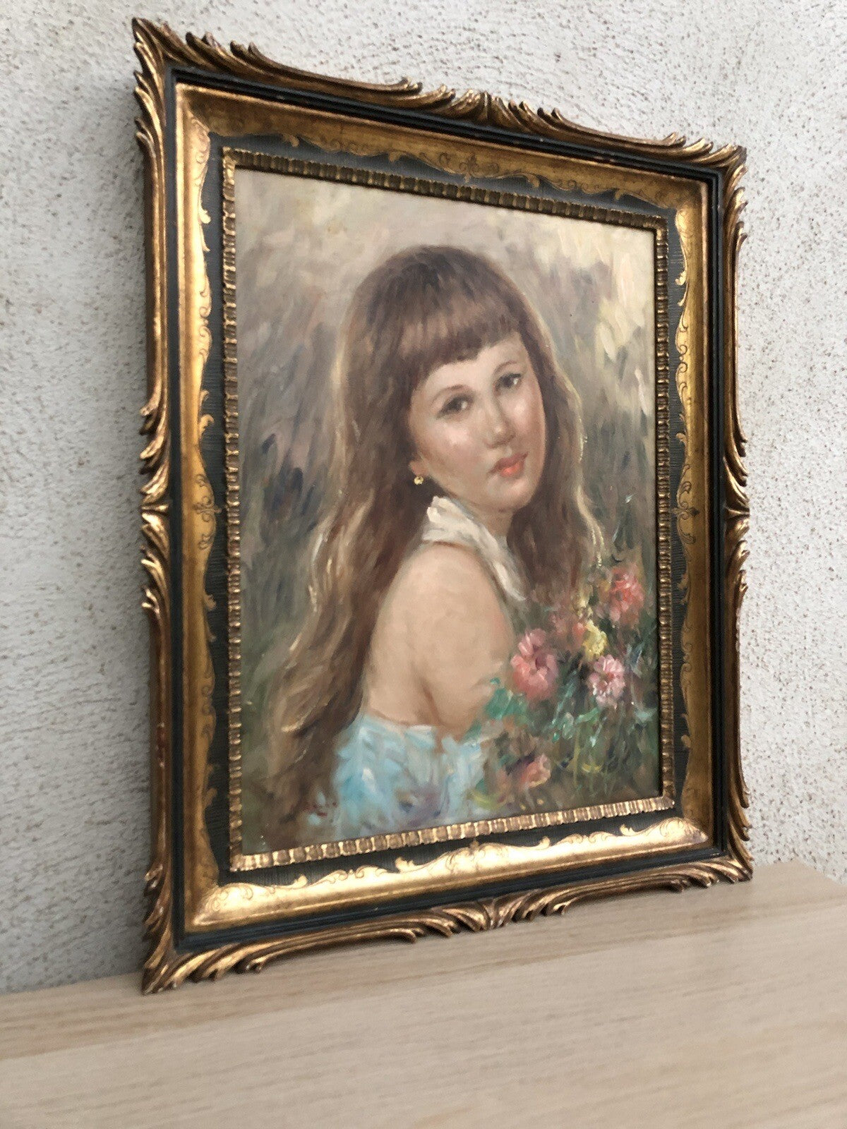 Quadro vintage -Fanciulla- dipinto a olio su tavoletta