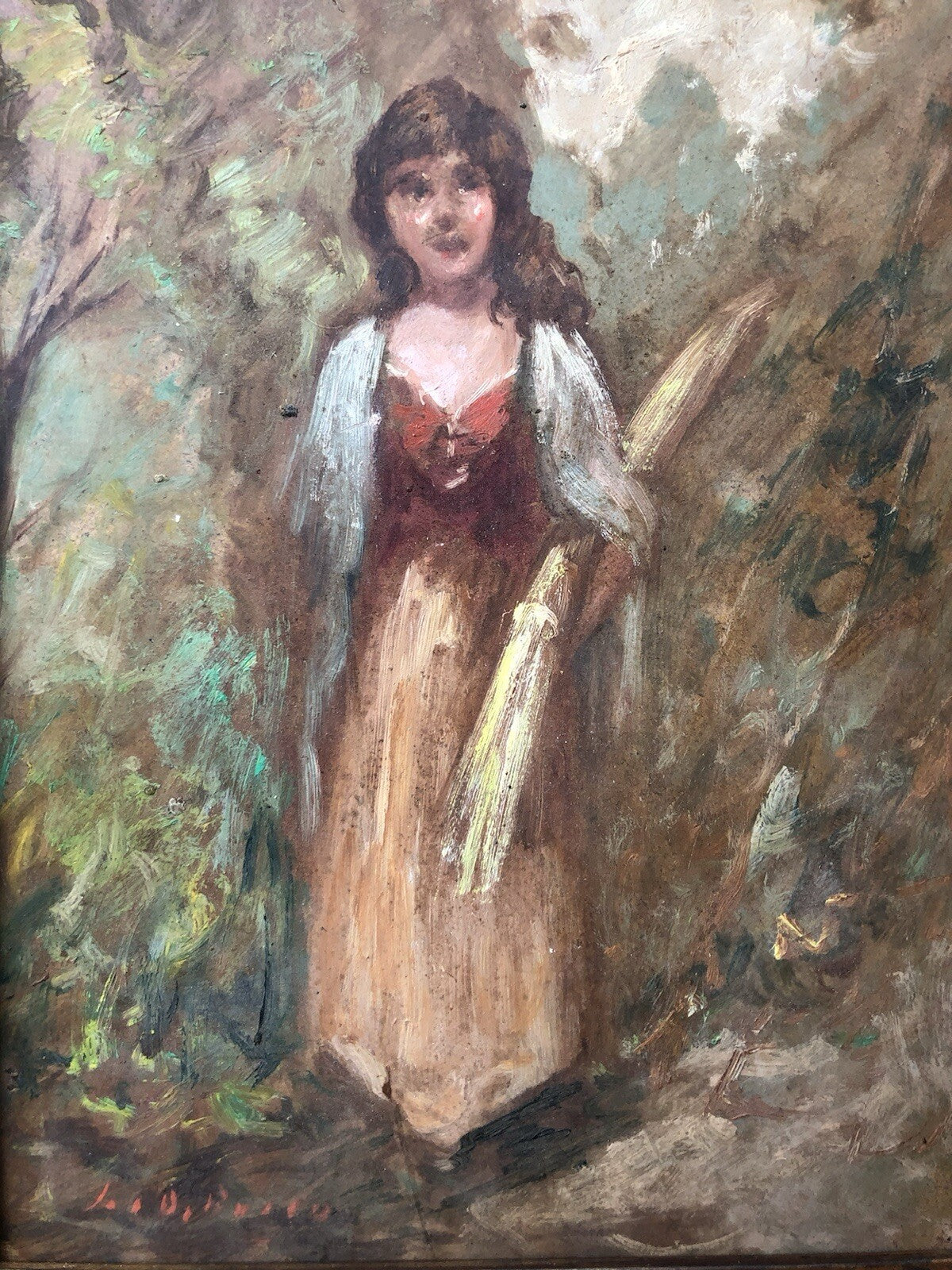 Quadro vintage -Contadina- dipinto a olio