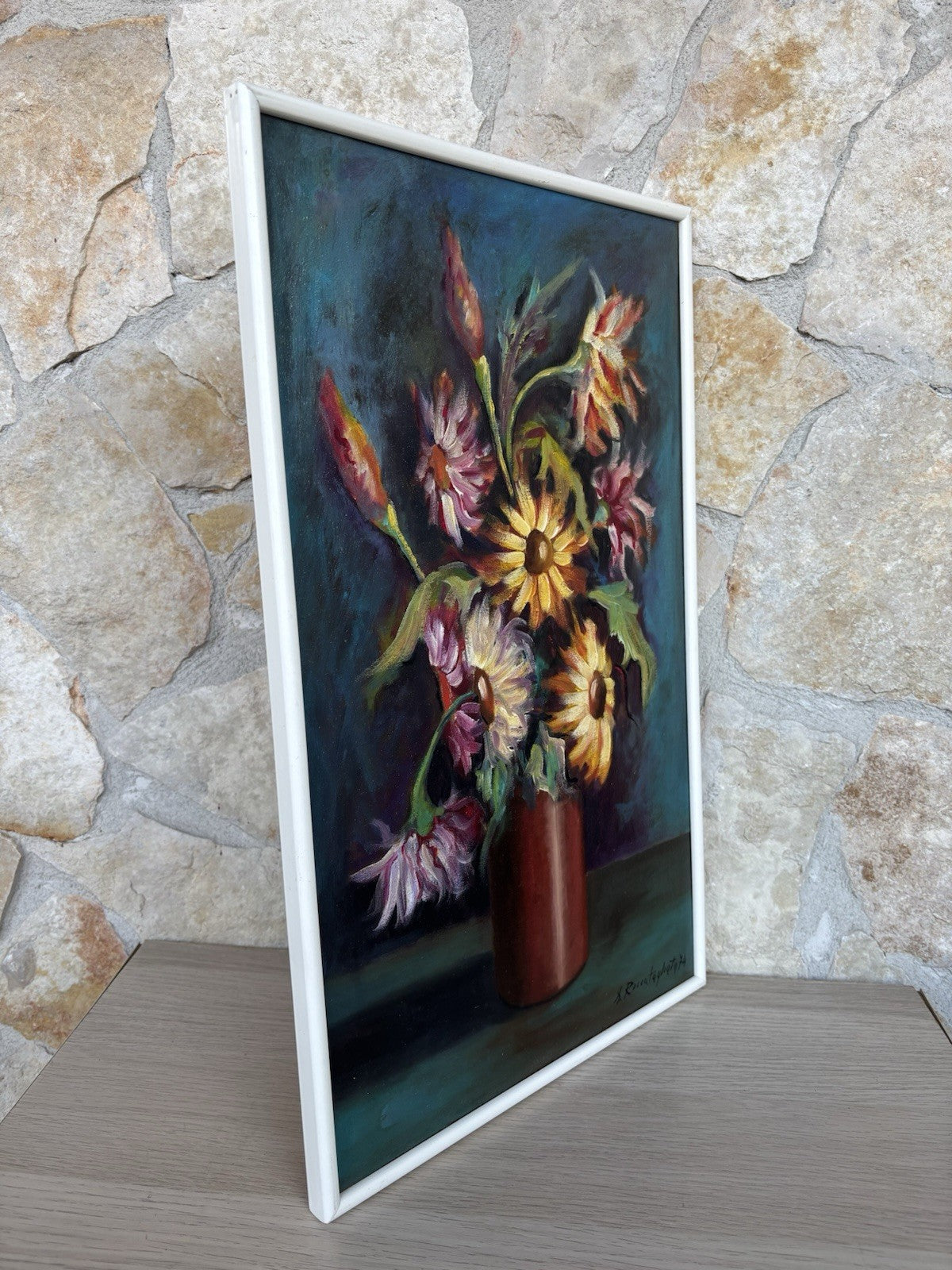 Quadro -Vaso Con Fiori- dipinto a olio su tela