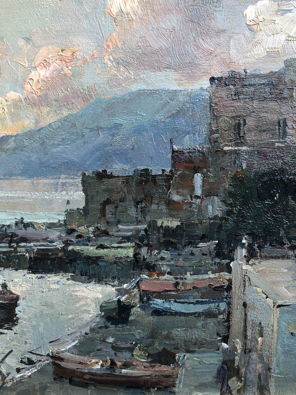Quadro vintage -Marina- dipinto a olio su tavoletta