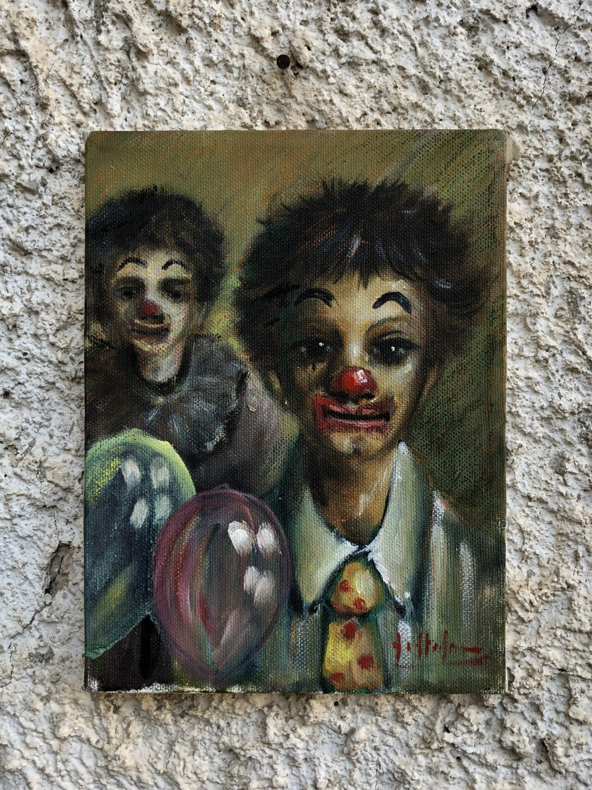 Quadro vintage -Pagliacci- dipinto a olio su tela