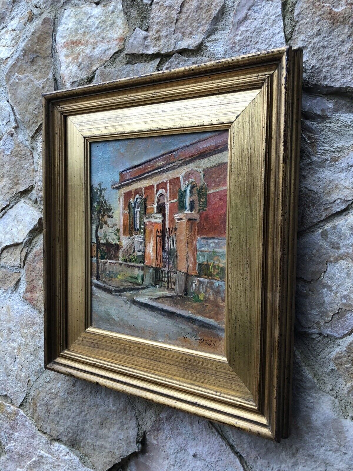 Quadro -Villa- dipinto a olio su cartoncino