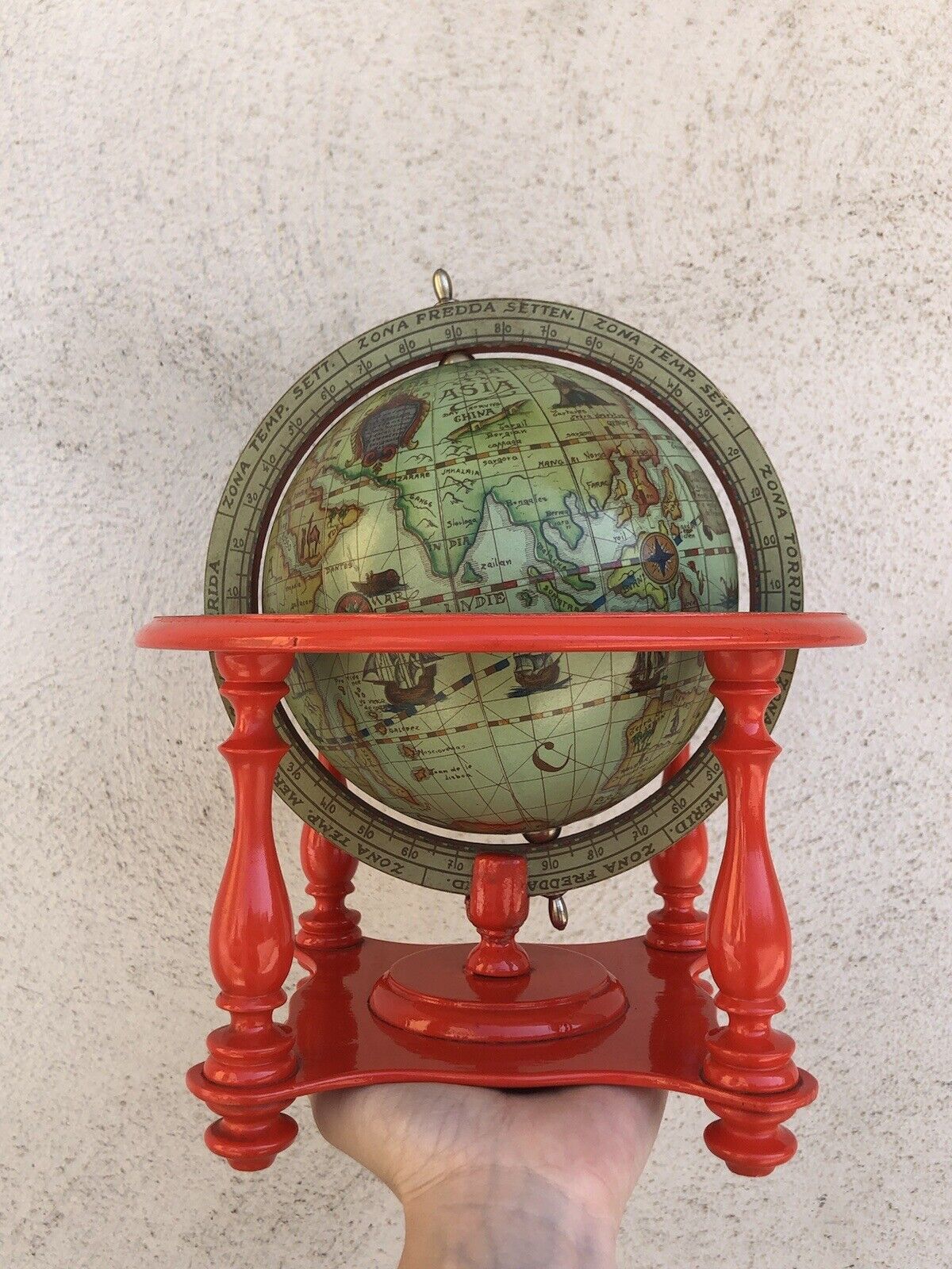 Mappamondo Globo Vintage In Legno